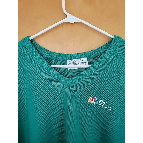 Vintage NBC Broadcast Sweater Size L Peacock Logo V Neck Long Sleeve 80s - Picture 2 of 6